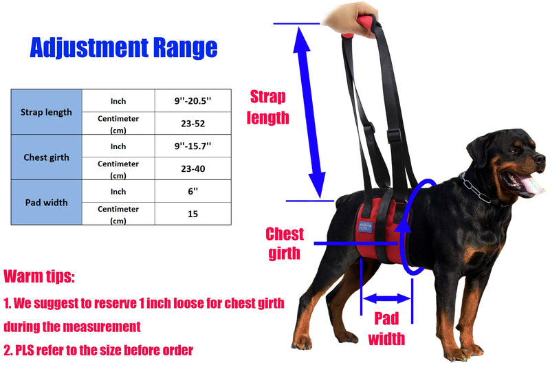 [Australia] - BIG SMILE PAW Dog Lift Support Harness,Height Adjustable Handle;Dog Mobility Harness with Handle 