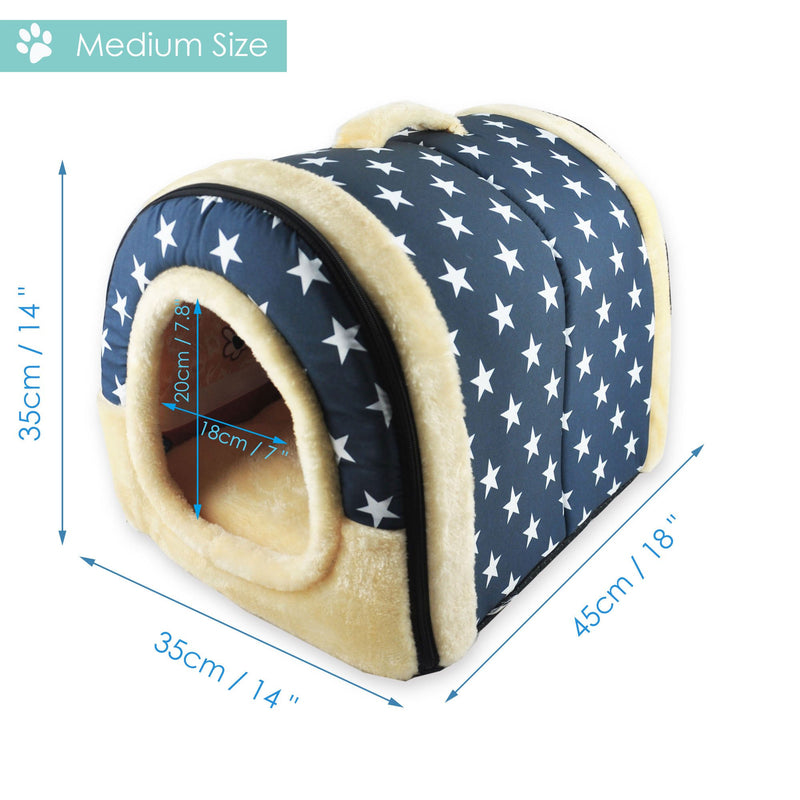 ANPPEX Igloo Dog House, Portable Cat Igloo Bed with Removable Cushion, 2 In 1 Washable Cozy Dog Igloo Bed Cat Cave, Foldable Non-Slip Warm for Pets Puppy Kitten Rabbit M A302 - PawsPlanet Australia