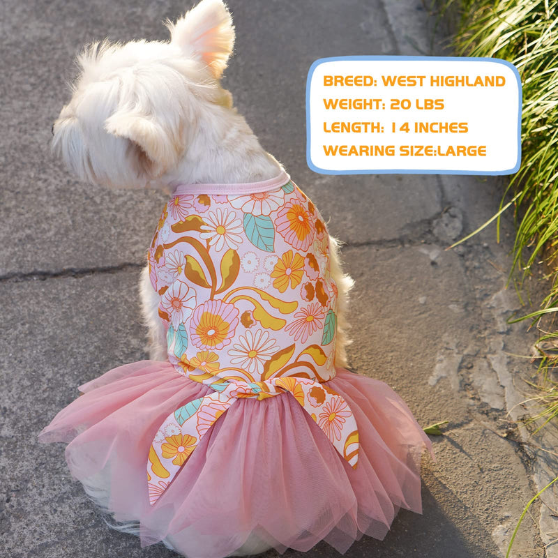 KYEESE Dog Dress Tiered Layer Tutu Tulle Dogs Party Dresses Puppy Dress for Small Dogs Summer X-Small (Pack of 1) Orange - PawsPlanet Australia