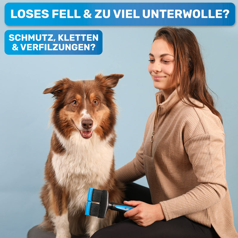 BluePet "ZupfZeug Pro" professional dog brush for long hair - slicking brush for dogs and cats - gently removes undercoat, mats and large knots - PawsPlanet Australia