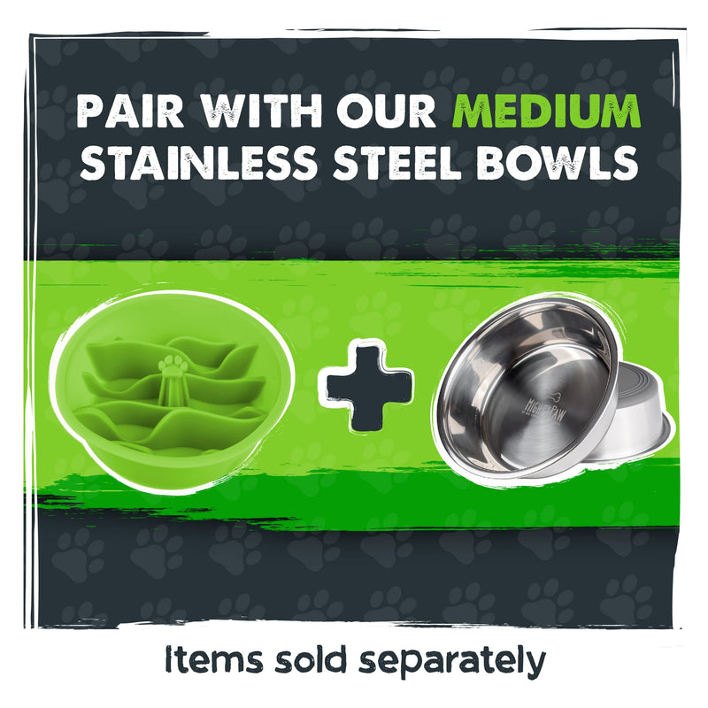 Mighty Paw Slow Feed Dog Bowl Insert | Interactive Puzzle Maze Feeder for Fast Eaters. Prevents Gulping and Vomiting. Holds 3 Cups of Food Pets. Dishwasher-Safe BPA-Free Silicone Medium Green - PawsPlanet Australia