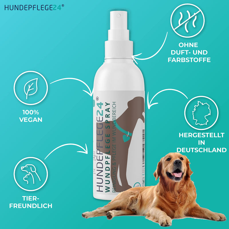 Hundepflege24 wound spray for dogs - disinfects, soothes, cares for and protects wounds of all kinds without burning - 125ml with proven active ingredients. Wound spray for dogs - care and wound disinfection for dogs - PawsPlanet Australia