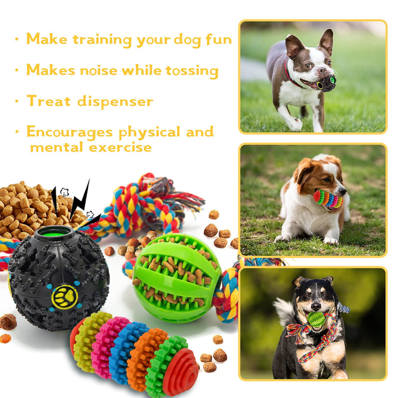 RLRICH 10 Packs Dog Chew Toys for Aggressive Chewers,Puppy Teething Toy,Dog Rope Toy Tug of War Dog Toy Bundle Chew Ball IQ Treat Ball Squeaky Rubber Bone Flying Discs Toy Set for Small to Medium Dog - PawsPlanet Australia