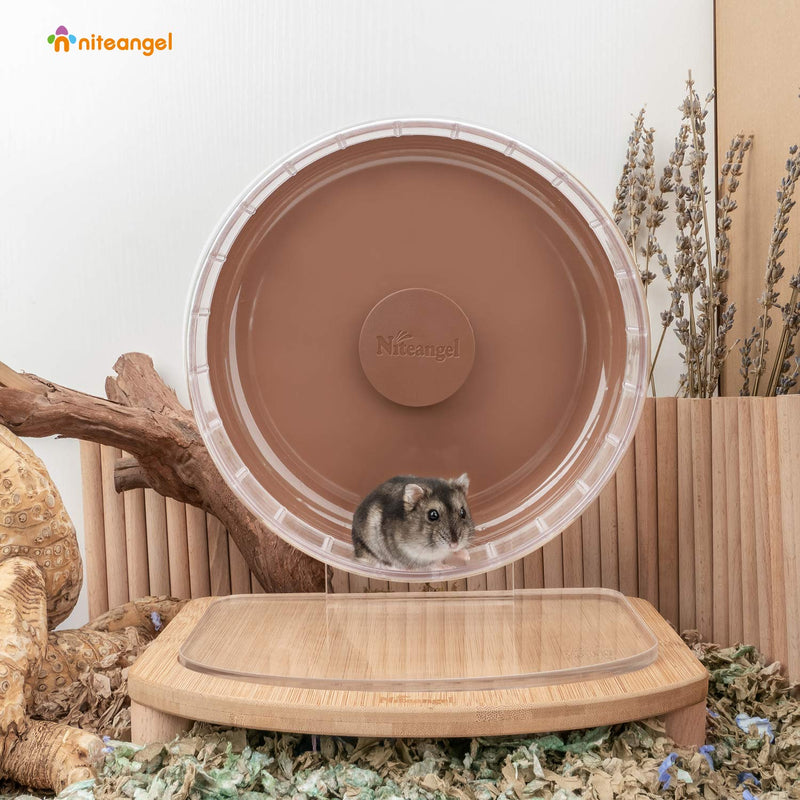 Niteangel Super-Silent Hamster Exercise Wheels - Quiet Spinner Hamster Running Wheels with Adjustable Stand for Hamsters Gerbils Mice Or Other Small Animals S Brown - PawsPlanet Australia