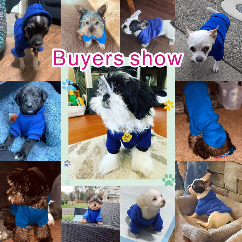 Jecikelon Winter Dog Hoodie Sweatshirts with Pockets Warm Dog Clothes for Small Dogs Chihuahua Coat Clothing Puppy Cat Custume (XX-Small, Dark Blue) XX-Small - PawsPlanet Australia