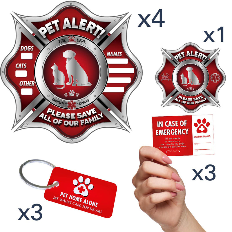 [Australia] - Vinyl Friend Pet Alert Stickers- FIRE Safety Alert and Rescue (5 Pack) - Save Your Pets encase of Emergency or Danger Pets in Home for Windows, Doors Sign Small SILVER - Fireman Symbol 