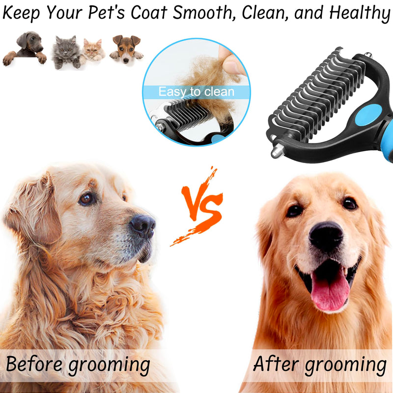 BELSVOR dog brush, cat brush, dog brush 17+9 teeth, dog brush for dogs and cats, dog brush for long hair for opening knots/undercoat, undercoat brush for dogs with comb - PawsPlanet Australia