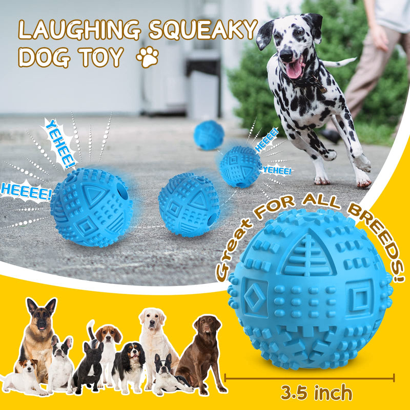 LEGEND SANDY Dog Balls Treat Dispenser Dog Toys for Aggressive Chewers Large Breeds, Almost Indestructible Squeaky Toy for Large Dogs, Natural Rubber Dog Puzzle Toy, Blue - PawsPlanet Australia
