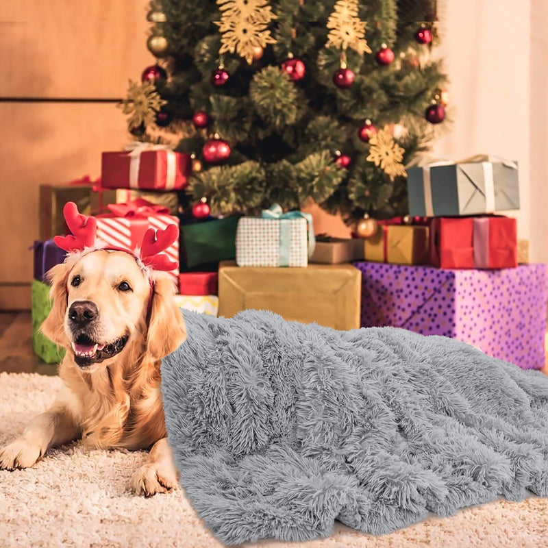 Ompaa Fluffy Pet Dog Blankets for Medium Large Dogs and Cats, Soft Plush Faux Fur Puppy Snuggle Blankets, Designed for Donut Cuddler Dog Bed, Self-Warming, Machine Washable Small ( 20" x 30" ) Grey - PawsPlanet Australia