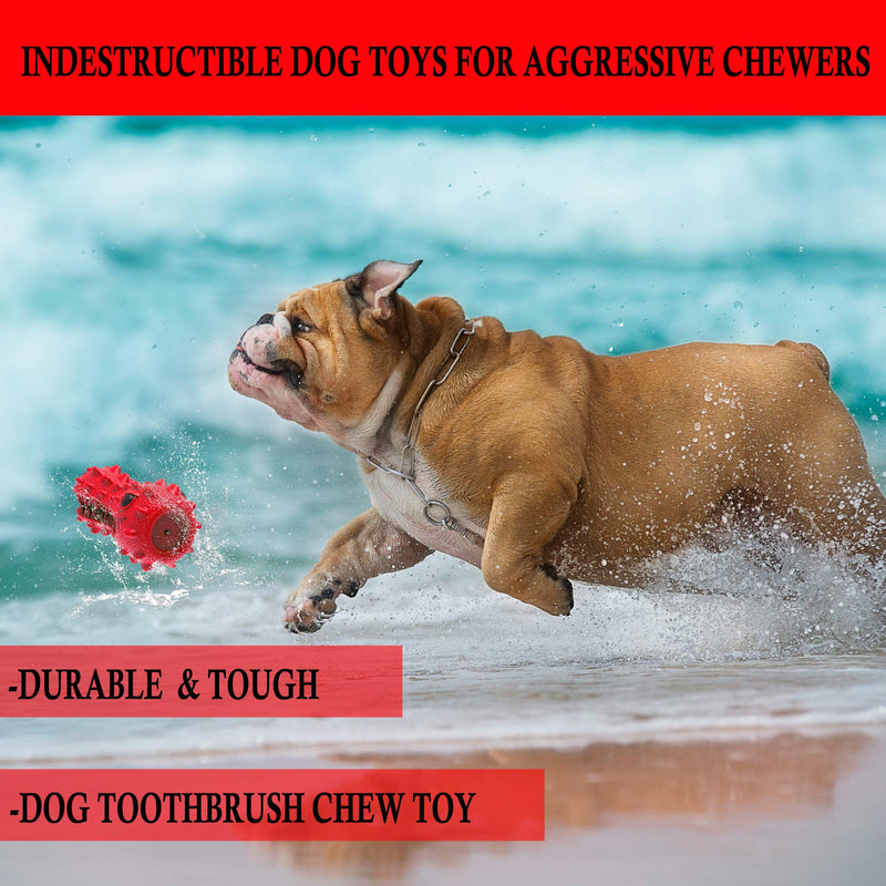 SHANFEEK Tough Dog Toys Indestructible Dog Chew Toys for Aggressive Chewers Interactive Dog Toys for Boredom Natural Rubber Dog Toothbrush Red-Dinosaur - PawsPlanet Australia