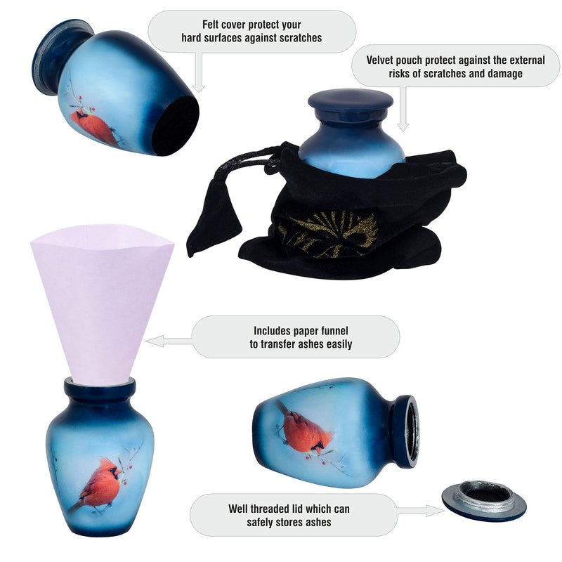 Small Keepsake Cremation Urn with Velvet Case | Choose From Unique Colors | lovely Sharing Mini Metal Token For Human Ashes or Pet. (Keepsake, Cardinal) - PawsPlanet Australia