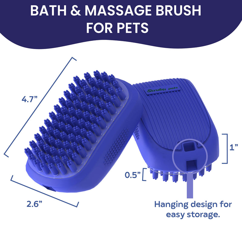 Scrubit Pet Bath Brush – Shampoo & Massage Soft Rubber Brush for Dogs Cats and Other Pets – Grooming Tool for Removing Shed Fur from Animals – Bathing Comb for Short & Long Pet Hair - PawsPlanet Australia