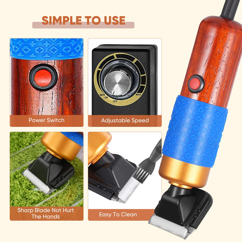 Carpet Trimmer with Shear Guide, Aomdom 200W Electric Tufting Scissors Adjustable Speeds Carpet Cutter Dog Clipper for Modeling Cut Pile Carpet Tufting - PawsPlanet Australia