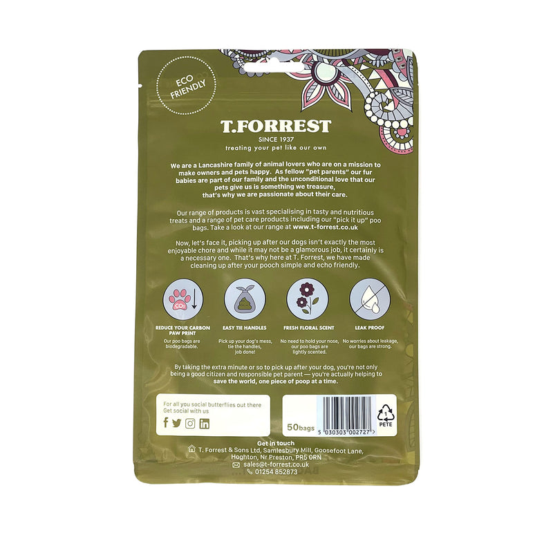 TailWagger Treats Scented Poo Bags - Biodegradable, Extra Strong - Tie Handles (500) 10 Packs x 50 - PawsPlanet Australia