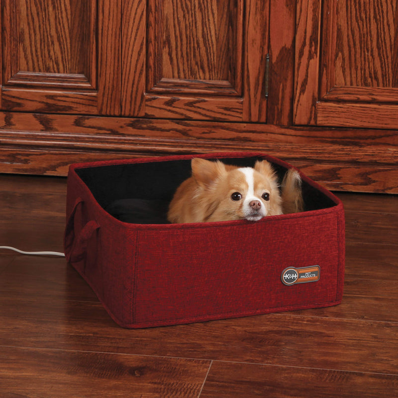 [Australia] - K&H Pet Products Thermo-Basket Indoor Heated Cat Bed, Foldable, 15in x 15in, 4W Red 