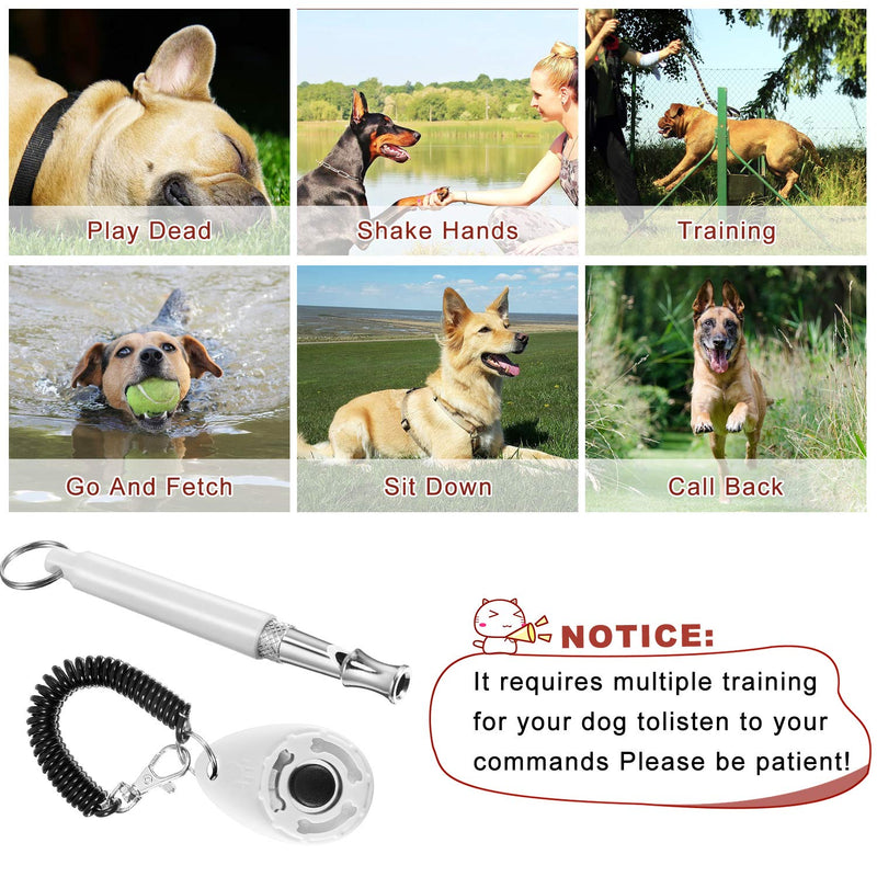 [Australia] - Frienda 2 Sets Dog Training Kits Dog Whistle to Stop Barking with Lanyard Dog Training Clicker with Wrist Strap Silent Dog Bark Control Whistle for Dogs (White and Blue) 