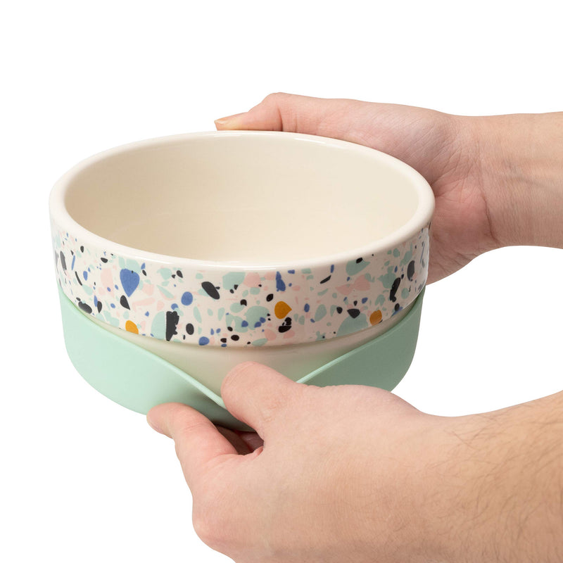 [Australia] - Now House by Jonathan Adler for Pets Ceramic Bowls and Durable Ceramic Pet Food Bowls | Great for Wet Food, Dry Food, and Water | Available in Multiple Prints and Sizes Terrazzo 3 Cups 