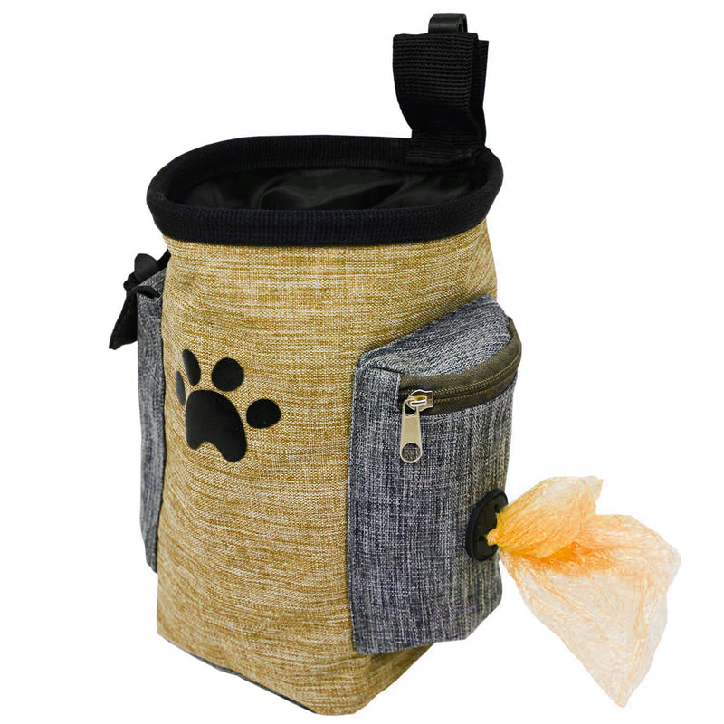 [Australia] - Dog Treat Pouch, Dog Treat Bag for Training Small to Large Dogs, Easily Carries Pet Toys, Kibble, Treats, Built-in Poop Bag Dispenser - Brown 