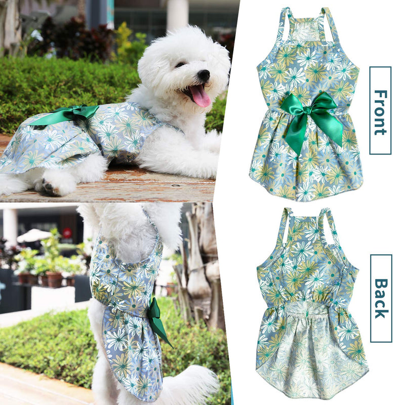 SLEILIN 2 Packs Dog Dresses for Small Dogs, Dog Clothes for Small Dogs Girl, Dog Apparel, Fancy Dog Dress, Dog Wedding Dress, Breathable Linen Daisy - PawsPlanet Australia