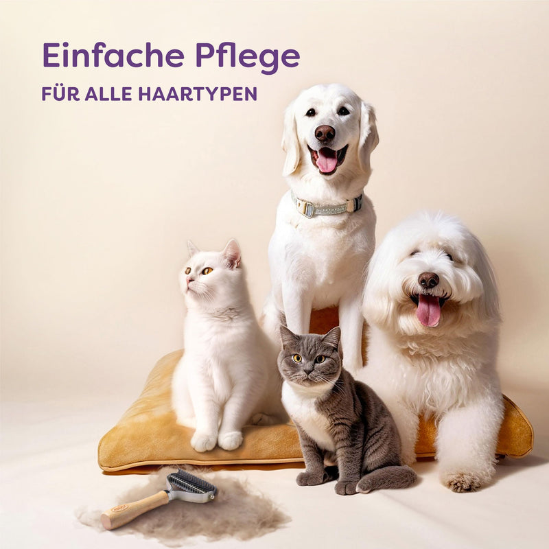 Dog brush - Effective removal of undercoat - Sustainable FSC wood - Soft care - Double-sided fur brush - Dog & cat brush - PawsPlanet Australia