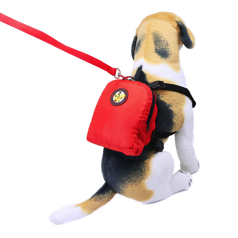 [Australia] - YAODHAOD Pet Cartoon Backpack Harness with Leash, Puppy Dog Cute Back Pack Saddle Bags, Travel Outdoor Hiking Adjustable Leash Saddlebag for Small Dogs L RED 