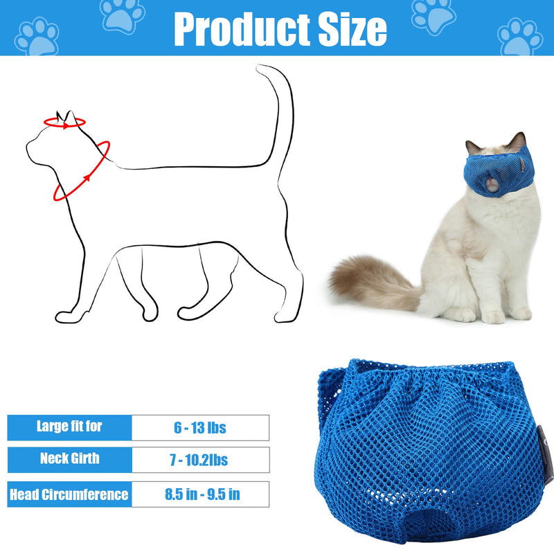 Weewooday 3 Pieces Cat Muzzles Breathable Mesh Muzzles Cat Grooming Restraint Bags with Muzzle Anti Bite Anti Meow for Prevent Cats from Biting (Blue, Pink) - PawsPlanet Australia