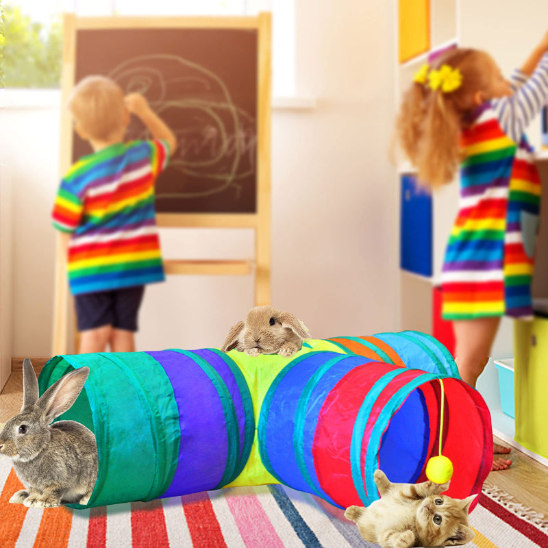 SUPJADE Rabbit Bunny Cats Tunnels-Toys - Tube Collapsible 3 Way Rabbit Guinea Pigs Hides Hideout Small Animal Activity Toys Kitten Tunnel Tube - PawsPlanet Australia
