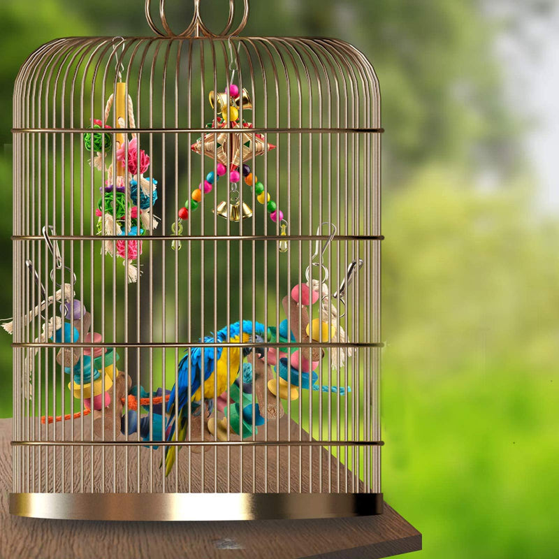 [Australia] - Viowey 6pcs Bird Swing Toys, Parrot Chewing Toys, Hanging Perches with Bells Toys for Parrots, Parakeet, Conure, Cockatiel, Mynah, Love Birds, Finches 