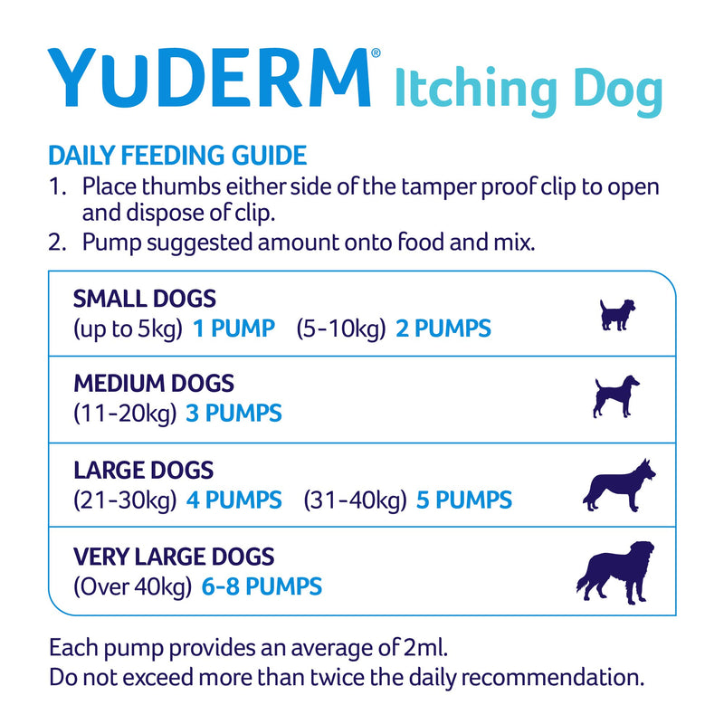 Lintbells | YuDERM Itching Dog Formerly YuMEGA | Itchy or Sensitive Skin Supplement for Dogs Prone to Scratching, All Ages and Breeds | 500 ml Bottle 500 ml (Pack of 1) - PawsPlanet Australia