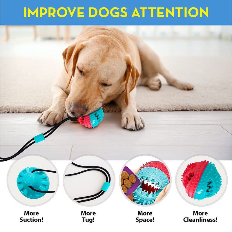 Tug of War Dog Toy, Resistant Dog Tug of War Toy for Chewing, Tugging and Teeth Cleaning, Tug Toy for Puppies Dental Care, Puppy Tug Toy is Harmless and Safe, Food Dispensing Suction Dog Toy - PawsPlanet Australia