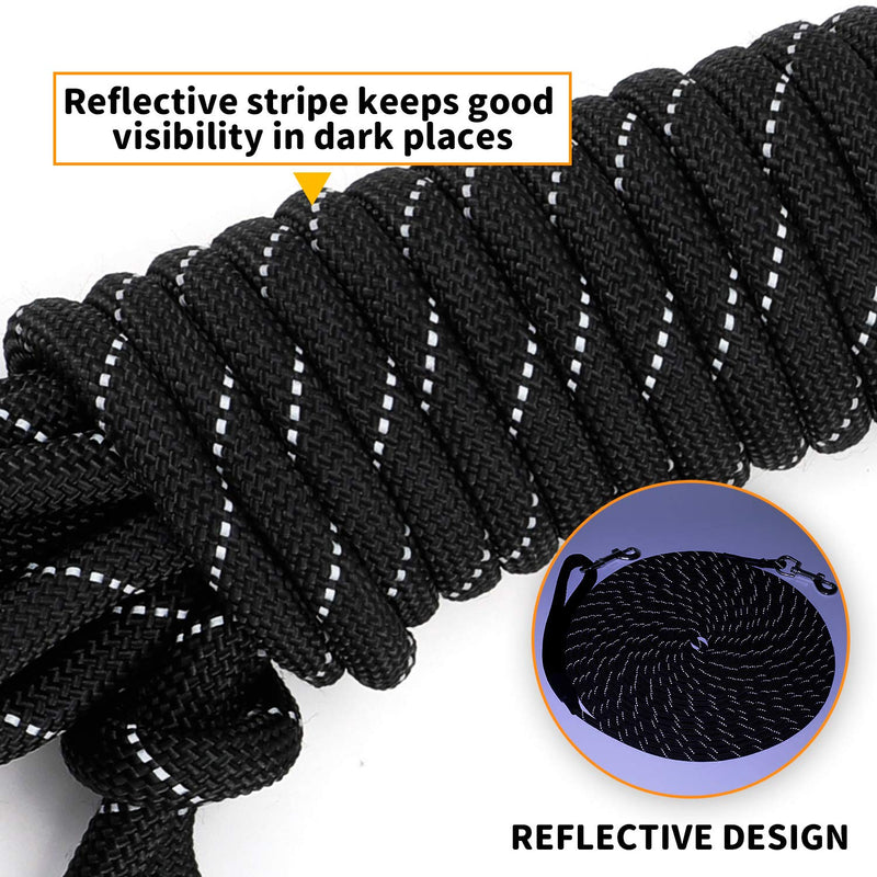 PETTOM Dog Training Lead Long Dog Line 10m 15m Extra Long Heave Duty Reflective Dog Leash for Small Medium Large Dogs Tracking Recall Training Outdoor (S: 5m / 16ft, Black) S: 5m / 16ft - PawsPlanet Australia