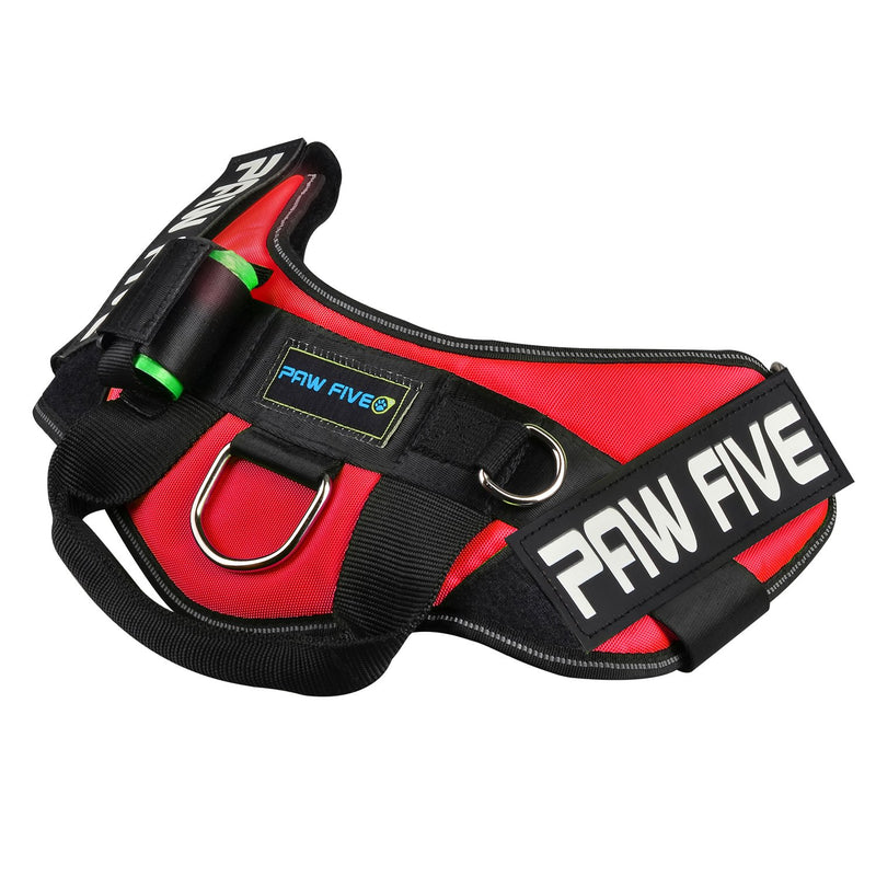 [Australia] - Paw Five CORE-1 Reflective No-Pull Dog Harness with Built-in Waste Bag Dispenser Adjustable Padded Control for Medium and Large Dogs, X-Large (Girth: 39" - 48") Lava Red 