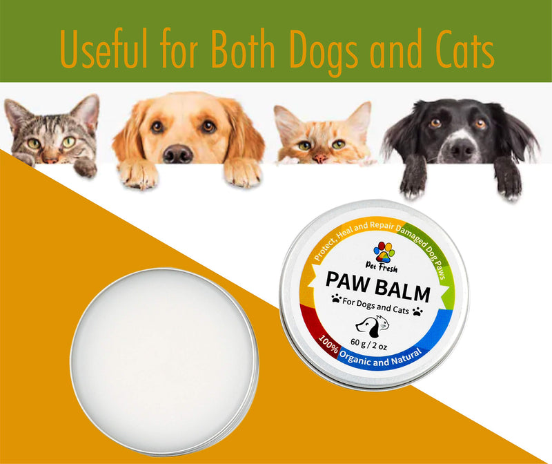 Pet Fresh Organic Dog Paw Balm - Soothes Cracked, Dry, Itchy Paws and Pads - Crusty Nose Balm - Lick Safe Formula | Suitable for Dogs and Cats - 60g - PawsPlanet Australia