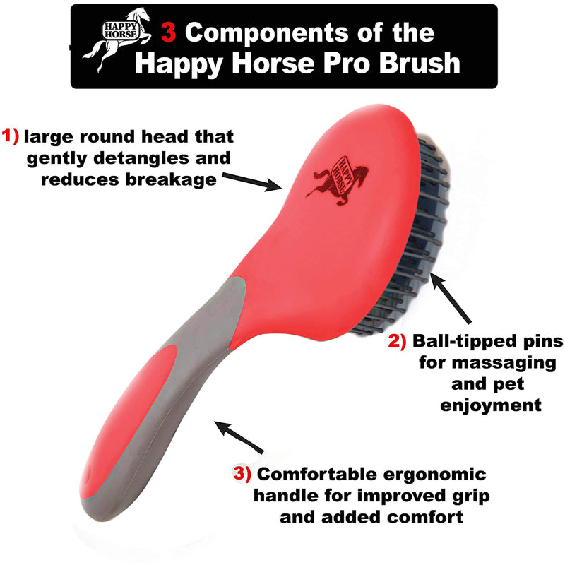 Happy Horse Mane & Tail Brush for Horses and Dogs Red - PawsPlanet Australia