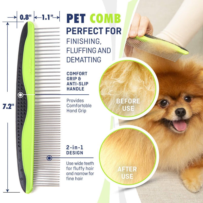 Rexipets Dog & Cat Brush Pet Grooming Set - Double Side Brush & Comb (Large) Large - PawsPlanet Australia