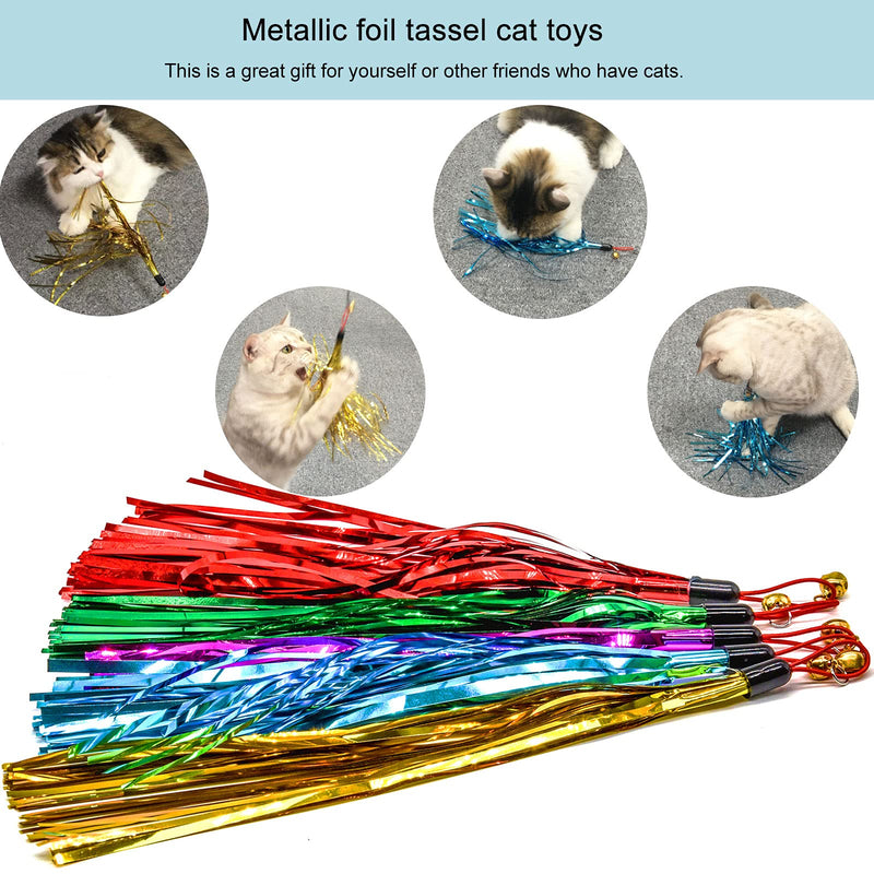 BOW CALICO Cat Feather Toys Cat Wand Toys Interactive Toy Set with Retractable Teaser Wands and Feather Worm Toys with Bells For Cat(16PACK) - PawsPlanet Australia