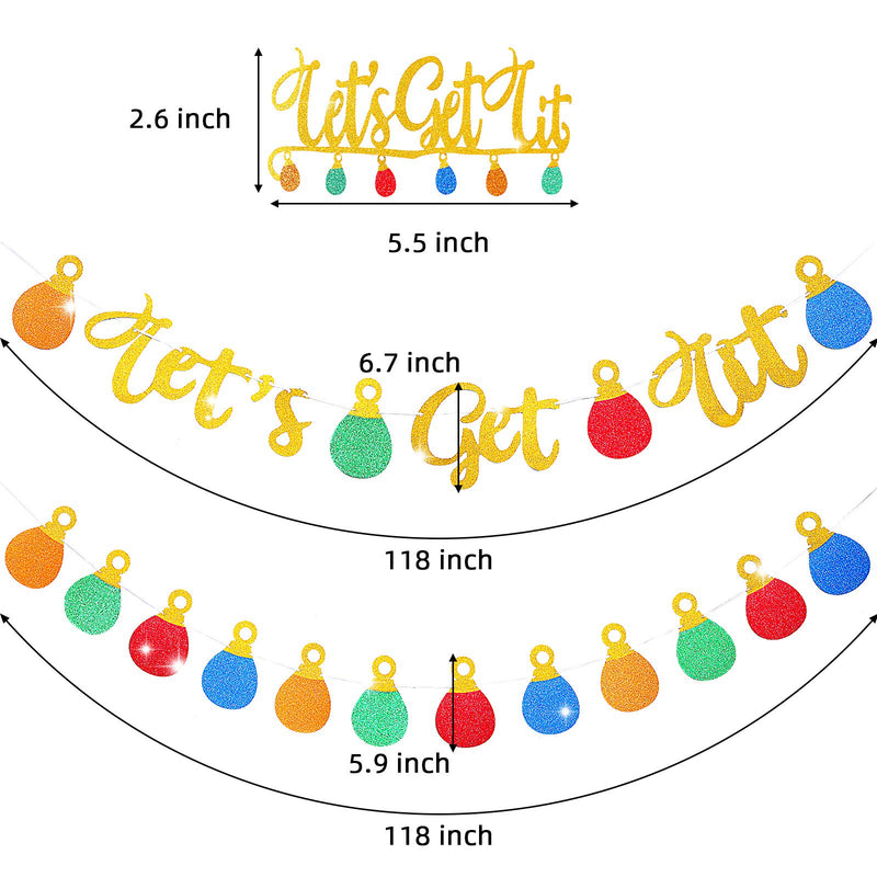 3 Pieces Christmas Gold Glittery Let's Get Lit Banner and Glittery Let's Get Lit Topper Christmas Garland Decor, Ugly Christmas Holiday New Years Eve Party Decorations, Christmas Party Decorations - PawsPlanet Australia
