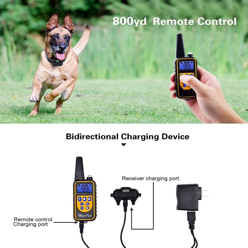 [Australia] - Whizzotech Dog Shock Training Collar Rechargeable Waterproof 875 Yards Remote Control E-Collar For 1 Dog 