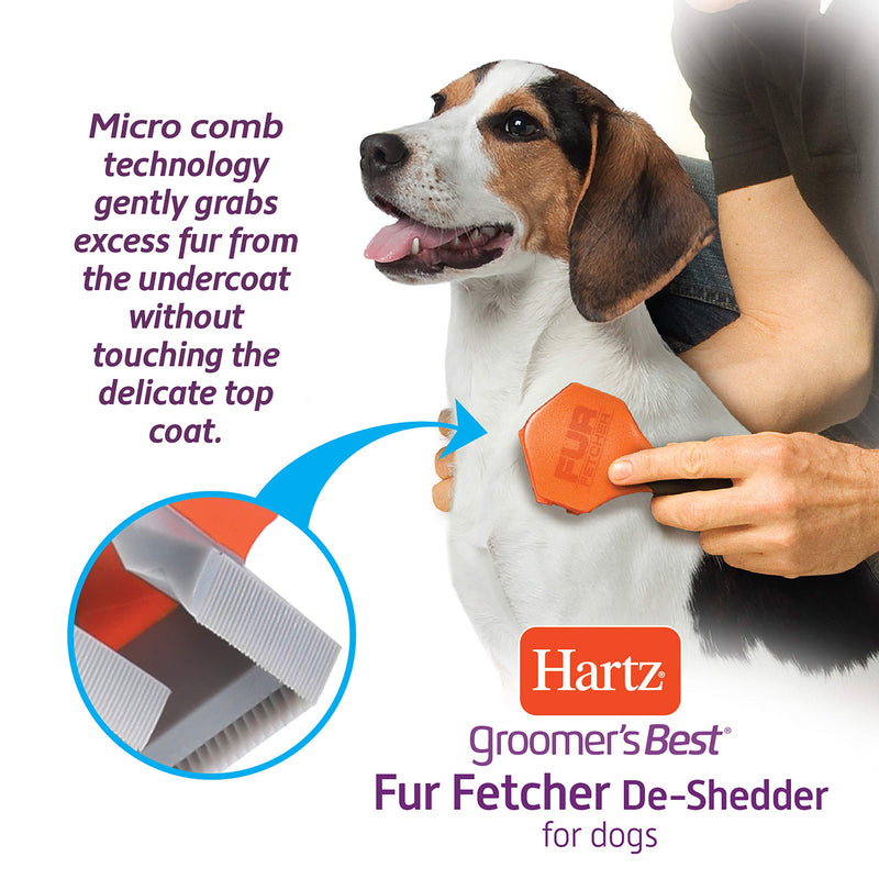 Hartz Groomer's Best Fur Fetcher Deshedder Dog Brush, Deshedding Dog and Puppy Brush for All Sizes to Remove Loose Hair & Help Dog Shedding - PawsPlanet Australia