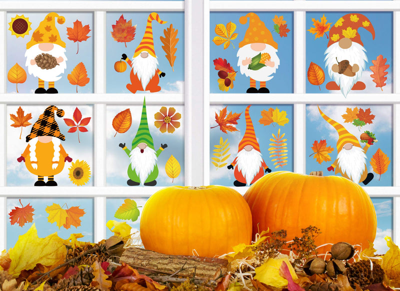 Joy Bang Fall Gnome Window Clings Fall Window Clings for Glass 8 Sheets Autumn Window Clings Gnome Autumn Tomte Window Decals for Thanksgiving Fall Home Party Decorations - PawsPlanet Australia