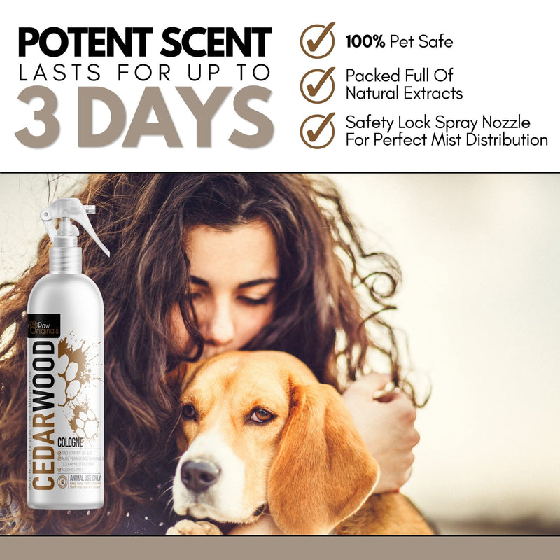 Cedarwood Cologne Perfume For Dogs - Long Lasting Deodoriser For Dogs & Aloe Vera Coat Conditioner- Naturally Derived - Lasts Up to 3 Days - 250ML - Perfume & Conditioner For Dogs, Cats & Pets - PawsPlanet Australia