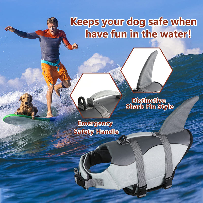 Dog Life Jackets- Portable Dog Swimsuits Jacket Vest, Adjustable Dog Floating Jackets with Rescue Handle for Small Medium Dogs, Safety Life Vest for Swim,Surf,Beach Boating Grey X-Small - PawsPlanet Australia