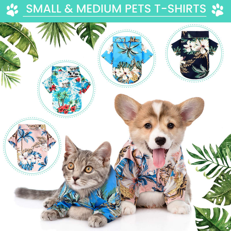 4 Pieces Hawaiian Dog Shirts Hawaiian Pet Dog T Shirts with Coconut Tree Print Hawaiian Dog Apparel Suit for Small to Medium Pet Dog Cat (Small) - PawsPlanet Australia