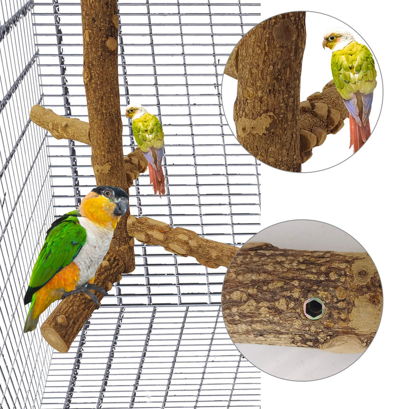 Tsin 2PCS Bird Parrot Natural Wood Perch Stand Toys, Bird Food Holder Bird Cage Hanging Vegetable Fruit Feeder Bird cage Accessories, for Small Medium-Sized Birds Parrots Parakeets - PawsPlanet Australia