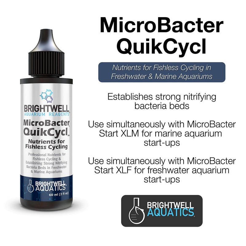 [Australia] - Brightwell Aquatics MicroBacter QuikCycl - Nutrients for Fishless Cycling & Establishes Nitrifying Bacteria Beds in Freshwater and Marine Aquariums 60-ML 