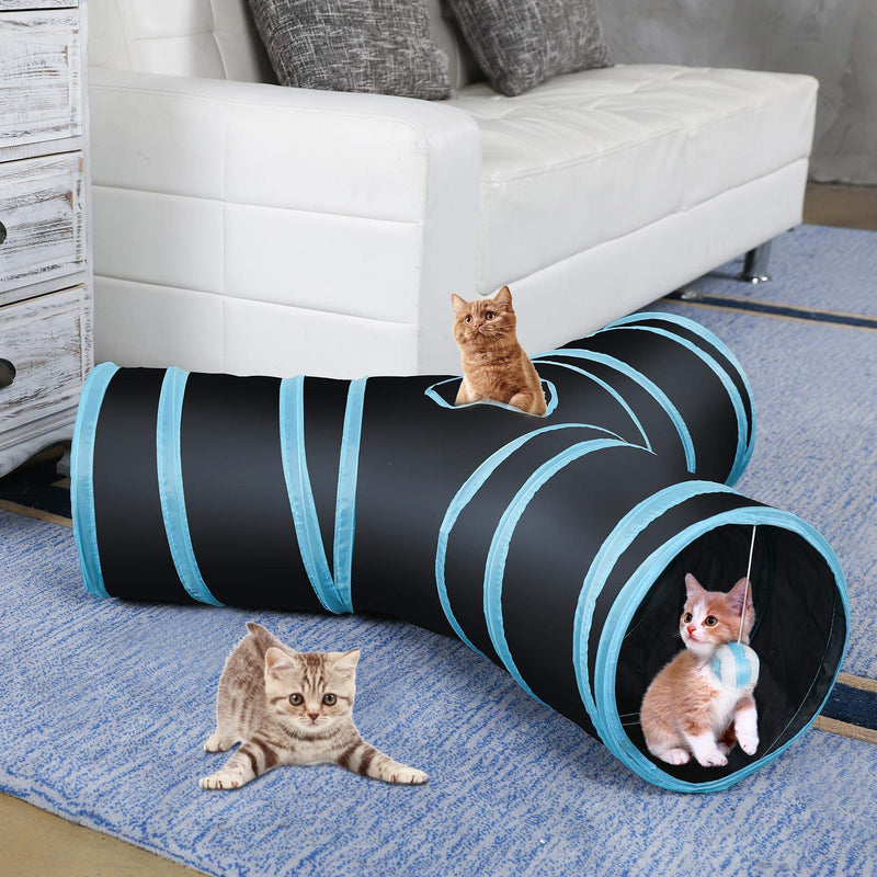 [Australia] - CO-Z Collapsible Cat Tunnel Tube Kitty Tunnel Bored Cat Pet Toys Peek Hole Toy Ball Cat, Puppy, Kitty, Kitten, Rabbit 3-Way Black 