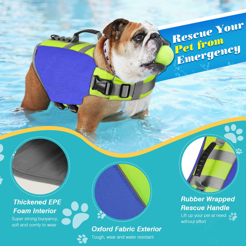 VavoPaw Dog Life Jacket, Dog Life Vest Jackets with High Buoyancy Rescue Handle Adjustable Ripstop Safety Vest Float Lifesaver Vest for Swimming Boating Dogs, Small Size, Dark Blue - PawsPlanet Australia