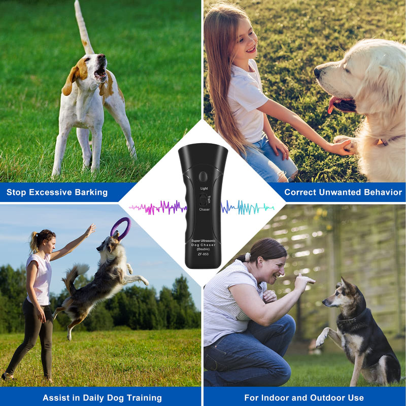 Anti Barking Device, Dual Sensor Ultrasonic Dog Bark Deterrent, Ultrasonic Dog Chaser, Handheld Dog Barking Control Devices Dog Training Tools with LED Light, 33ft Range, Safe for Human & Pet - PawsPlanet Australia