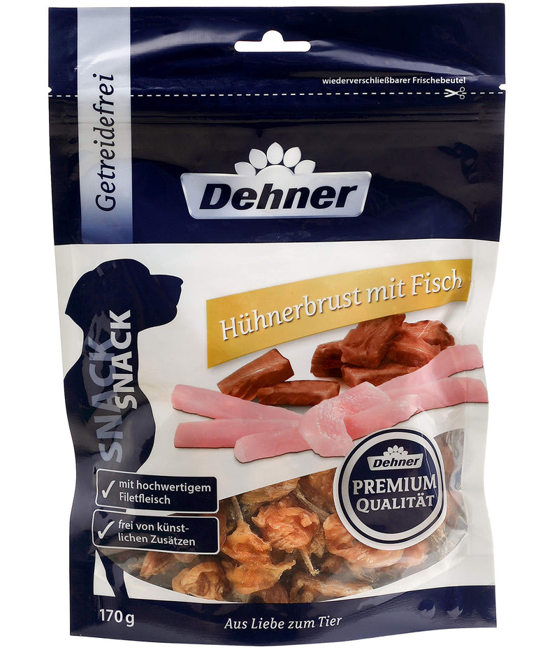 Dehner Premium Dog Snack, Chicken Breast with Fish, 170 g 170 g (Pack of 1) - PawsPlanet Australia