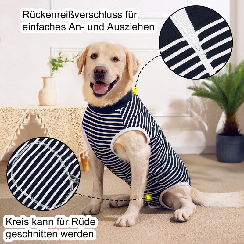 Axcimond Dog Bodysuit After Surgery Dog One-Piece with Zipper Surgery Body Dog After Surgery Dog Body Castration Dog Surgery Body Female Male Wound Protection Recovery Suit for Dogs Cone Alternatives 3XL Navy Blue - PawsPlanet Australia